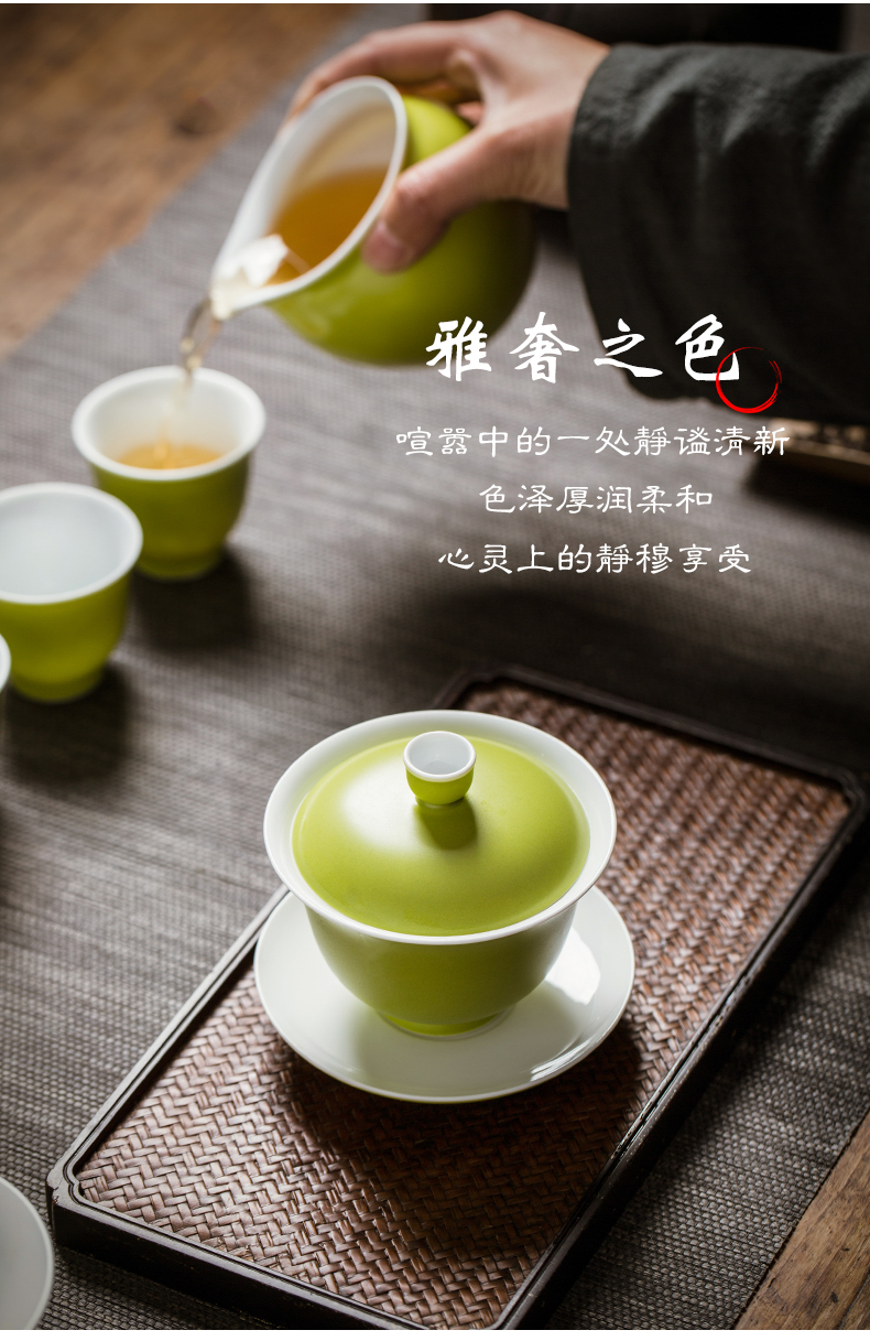 Three tureen large single tea bowl cups of jingdezhen restoring ancient ways is not only a hot checking ceramic tea set