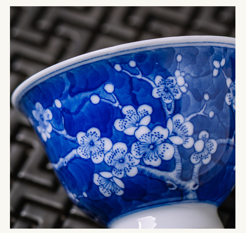 The Blue cup pure manual under the glaze of ice may master cup of jingdezhen ceramics single all hand - made sample tea cup kung fu