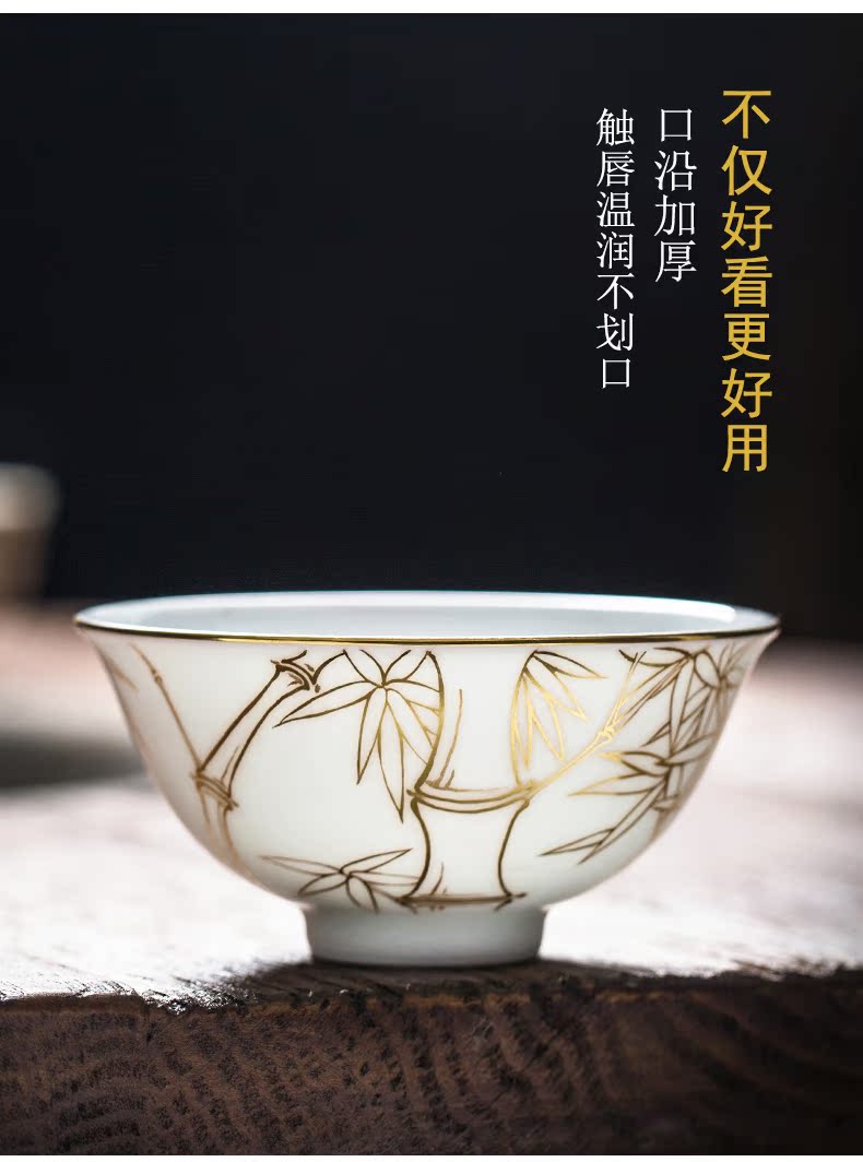 Pure manual white porcelain jingdezhen ceramic cups large single master cup Pure hand - made kung fu tea sample tea cup