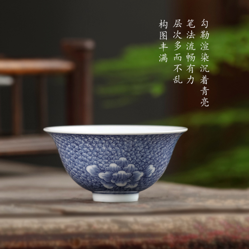 Bright product jingdezhen blue and white porcelain cups from the single ceramic tea set pure manual master cup sample tea cup bowl