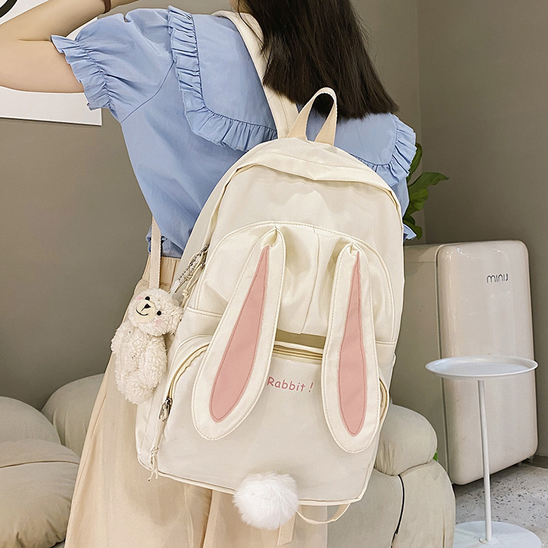 School Bag Girl Han Edition High School Students Junior High School Students Three To Five Sixth Grade Large Capacity Double Shoulder Bag Little Fresh Rabbit