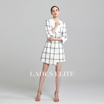 LadyS Elite White panes asymmetrical linen three-point turn-over sleeves Japanese mid-rise suit skirt Short skirt Womens clothing