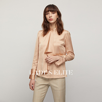 LadyS Elite Honey Brown ruffle stand collar Chiffon long sleeve pullover sweet shirt blogger with womens clothing