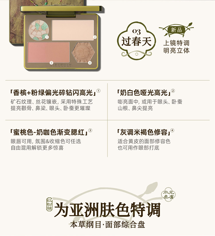 【中國直郵】 GIRLCULT 構奇 臉部綜合盤過春天修容眉粉霧面高光腮紅13g #02桃花臉