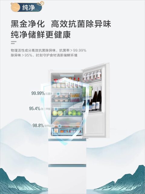 Haier Bcd-310Wghd3E7Wv Three-Door Air-Cooled Frost-Free White Refrigerator First-Class Energy Efficiency