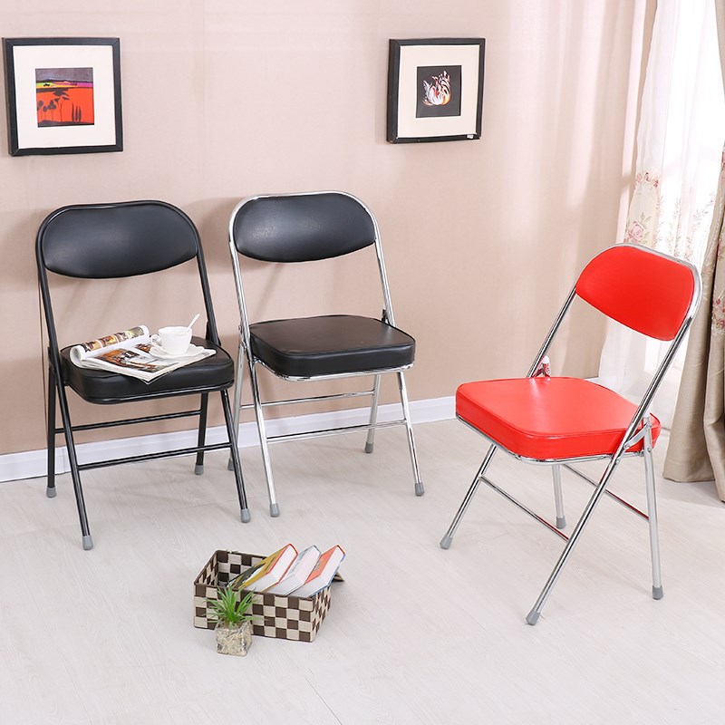 Bridge chair stool wedding steel folding chair delicately thickened with classic steel tube chair chair Leisure light core suede