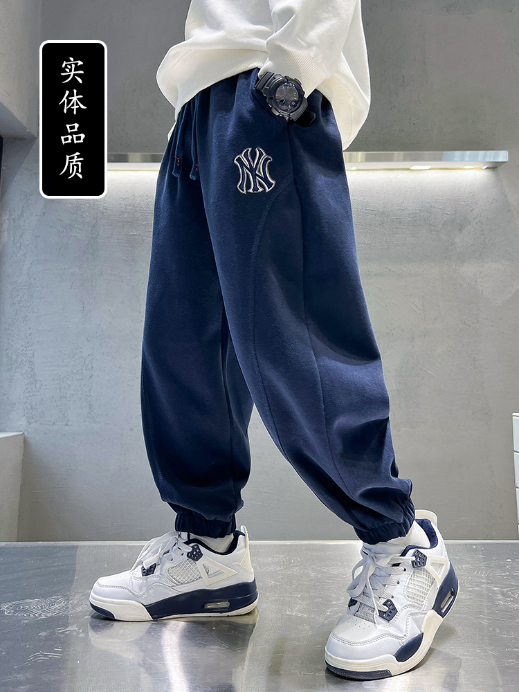 French boy pants plus suede sports pants spring autumn and winter style 2023 children autumn and winter integrated suede pants CUHK Scout-Taobao