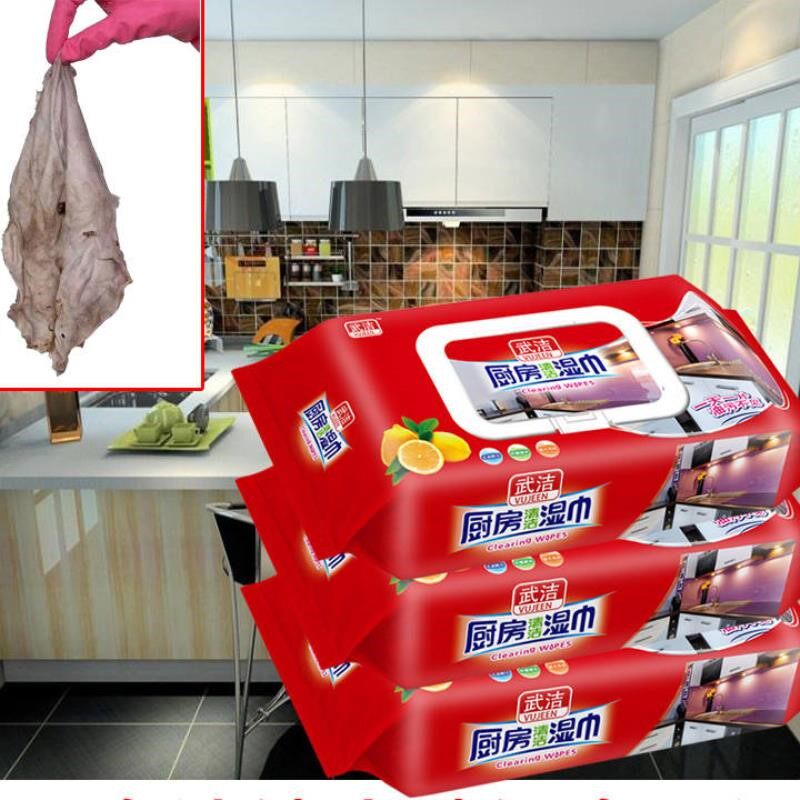 Kitchen Wet Towels To Oil Decontamination Home Wet Towels Big Packaging Preference Clean Degreaer Oil range hood Oil removal 85 sheets * 3 packs