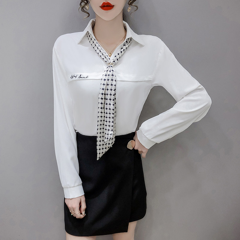 South Korea 2021 New white shirt women's clothing spring design Sensation Niche Fashion Collar Foreign Shirt Blouse