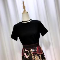 South Korea 2021 Womens Dress Black 100 Hitch Womens Summer New Body Round Collar Student Casual Fashion Blouse