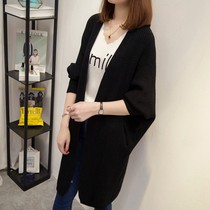 South Korea 2020 new mid-length fur coat jacket female autumn winter bat sleeve loose needle cardiovert cardiovert shawl