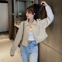 South Korea 2020 Autumn Fashion Loose Personality Back Streaming Su 100 Hitch Blouse Single Row Button Locomotive Pu Fashion Jacket Woman