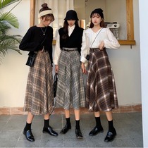 South Koreas mid-length checkered half-body dress Women 2020 Fall new Fashion Leisure 100 Loose Slim Fit Dress