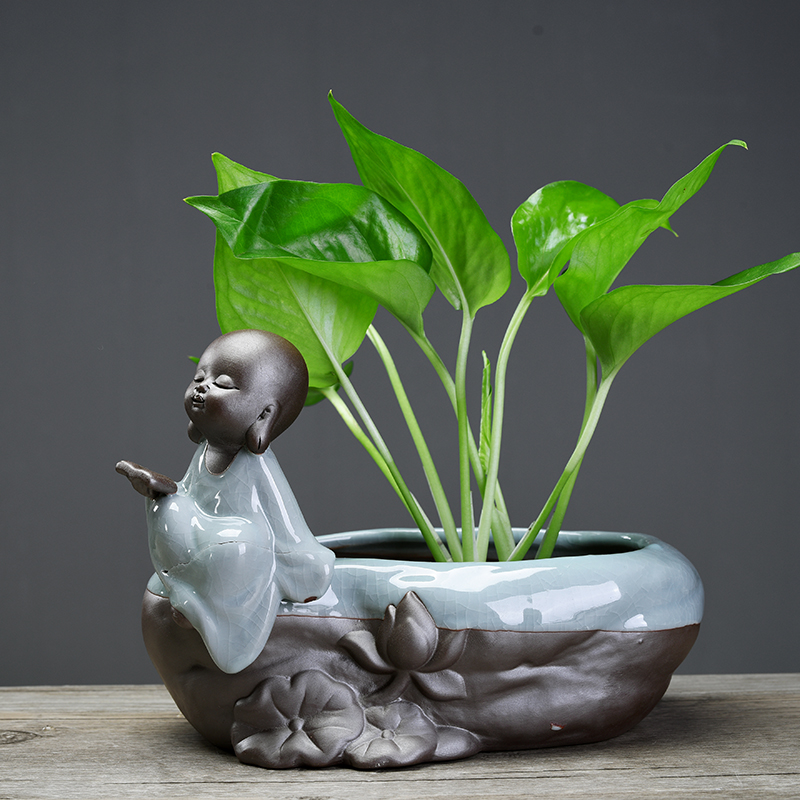 ZhuoJie creative ceramic flower pot money plant hydroponic vase container flower arranging water vessel sitting room adornment small place