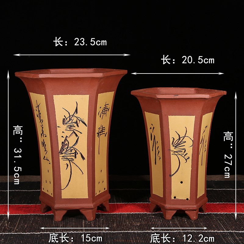 Violet arenaceous orchid large time! Permeability mud purple sand flowerpot, square, hexagonal six - party flowerpot pack mail