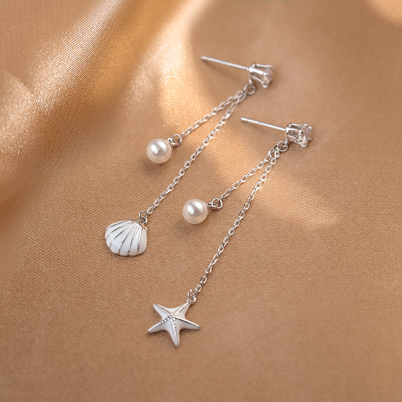 Alley South 925 Pure Silver SeaStar Shells Earrings 2021 New Earshot Small Crowddesign Summer Ear Accessories Women 2022