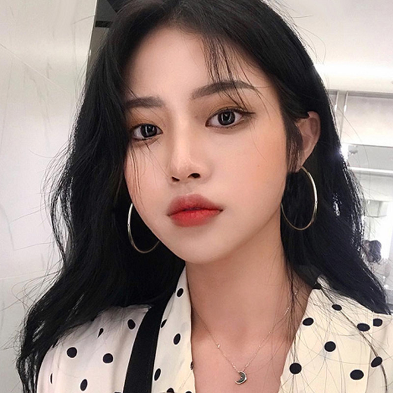 Alley South 925 pure silver Size circle 2021 New wave big earrings Summer retro fashion nets Red ear needles women