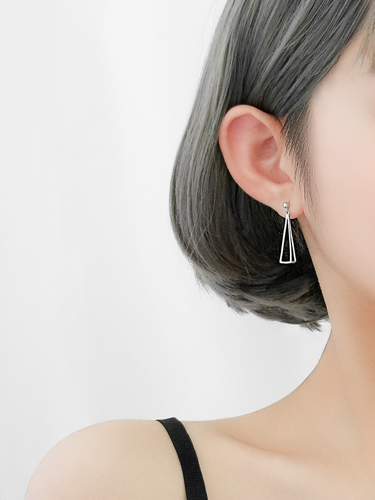 Xiangnan 925 sterling silver geometric triangle ear pins 2021 new summer simple earrings show face thin earrings for women