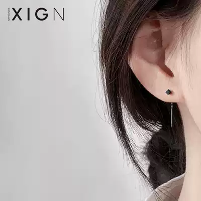 XIGN black square ear refining sterling silver summer ear needle simple earrings sleep free earrings female 2021 New