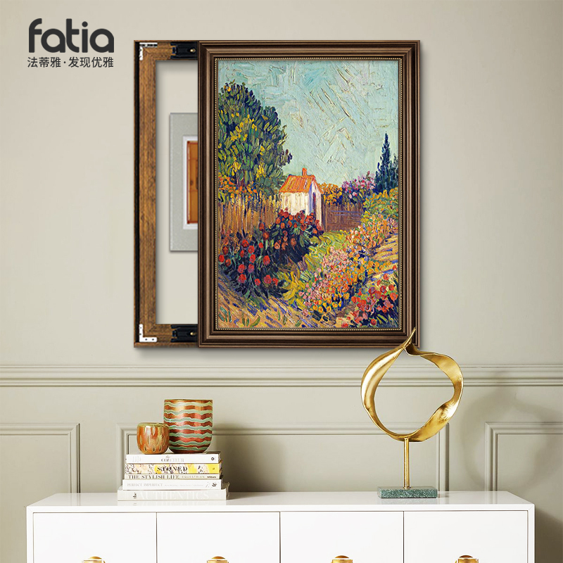 American-Style Electric Meter Box Decorative Painting Van Gogh Landscape Power Box Vertical Version 2026 New Model Living Room Cover-Up Hanging Painting No Drilling Required
