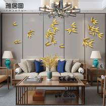 Light luxury new Chinese sofa background wall Wall decoration pendant Metal Wrought iron wall hanging model room home decoration
