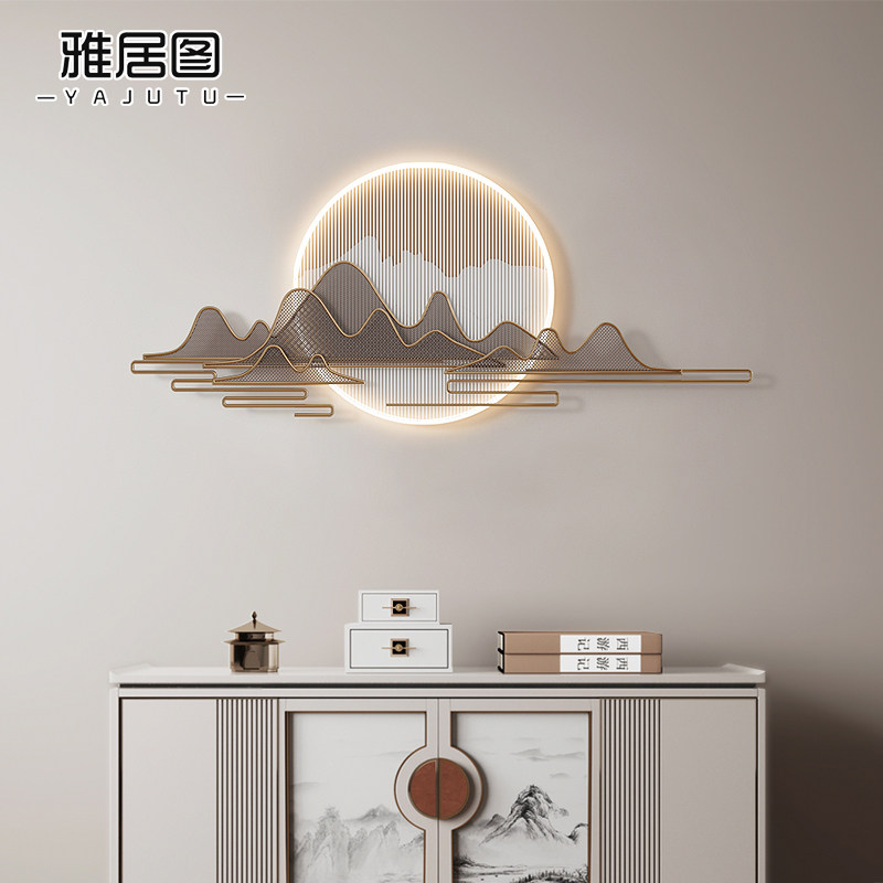 New Chinese Metal Iron Art Wall Decoration Wall-mounted Wall Lamp Luminous Folk Hotel Tea Room Zen Zenguan Decorative Painting-Taobao