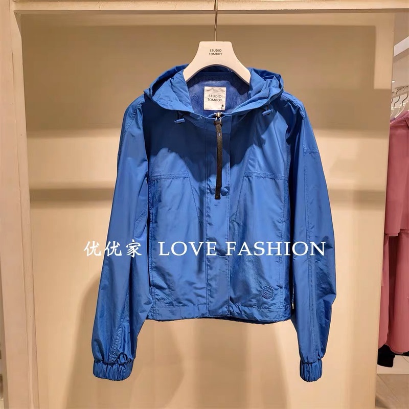 In Stock Korean Tb 26 Summer Commuter Casual Hooded Jacket for Women Klein Blue-Black 91032-13342
