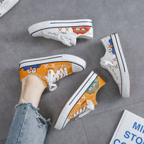 Graffiti Canvas Shoes Low help Women 2022 New 34-yard Little Fragrant Wind 1970s Japanese secondary Wonder Heart 100