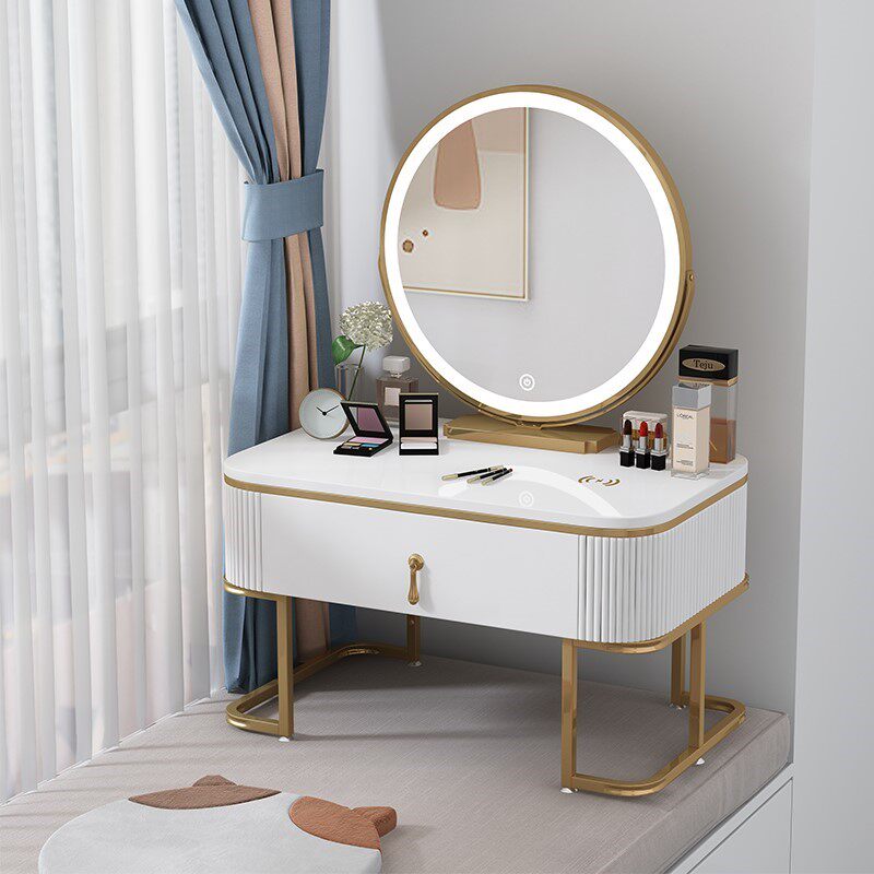 Floating window dresser with lamp modern minimal Nordic network red small household tatami dressing table