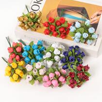 12PCs lot Mini Artificial Rose Flowers Bouquet Silk Fake Flo