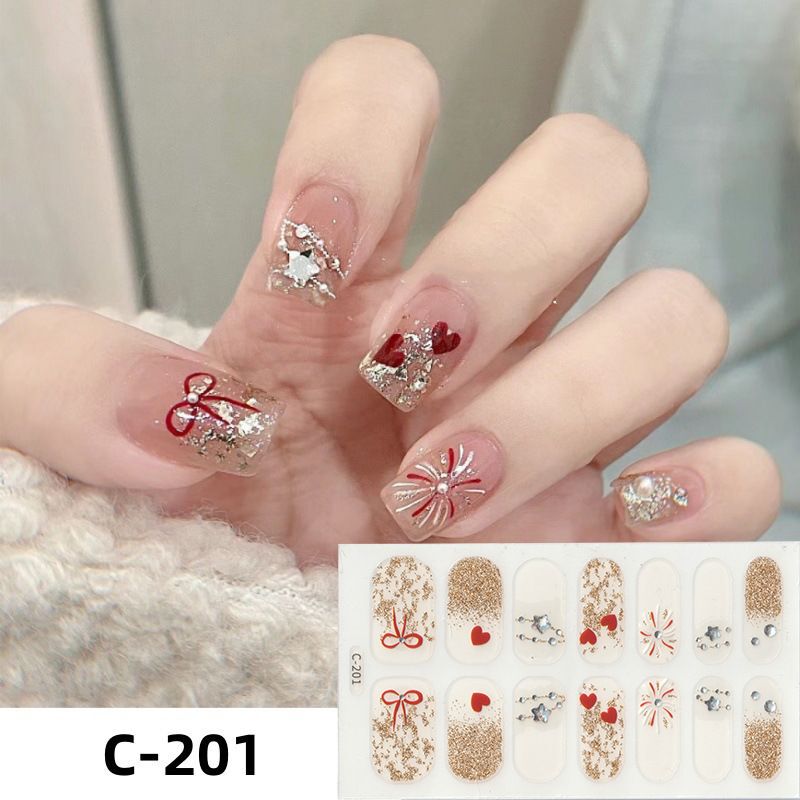 Nail Stickers for Adults 5D Stereo No-Bake Gel Nail Stickers Full-Cover Nail Art Stickers Self-Adhesive Wearable Nail Polish