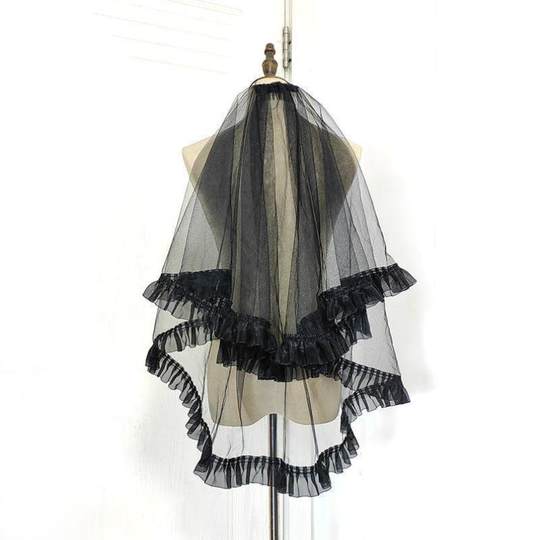 Halloween Headpiece Ghost Bride Black Short Retro Photo