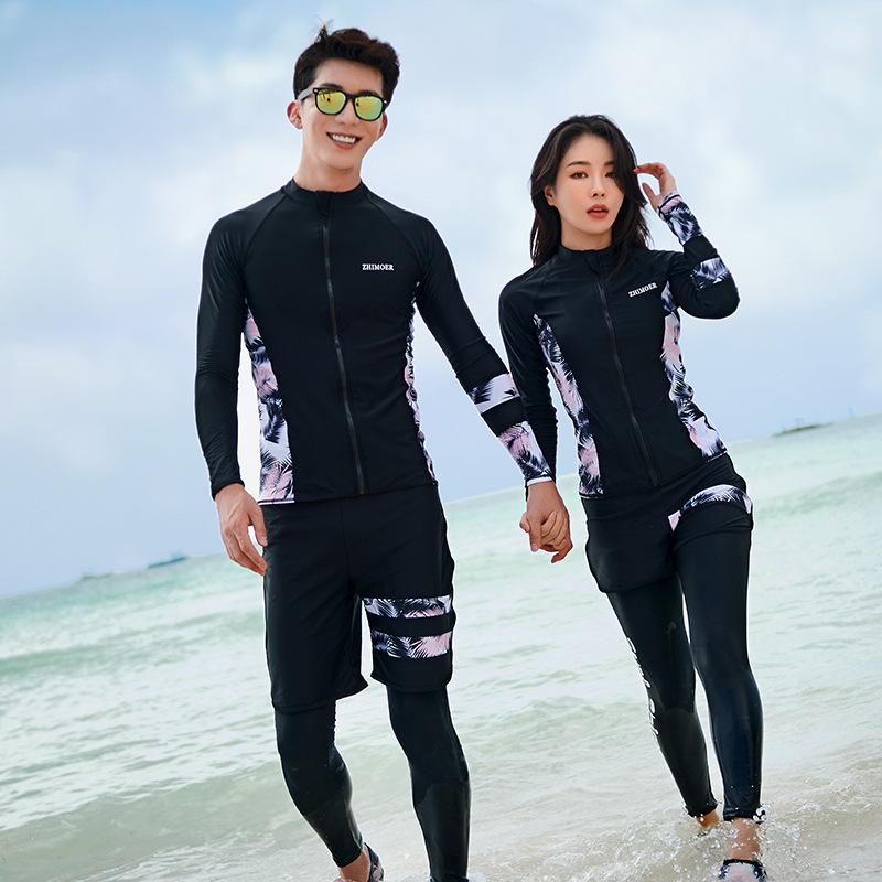 Diving suit women's swimsuit Beach couple split sunscreen quick-drying men's long sleeve holiday set surf jellyfish swimwear
