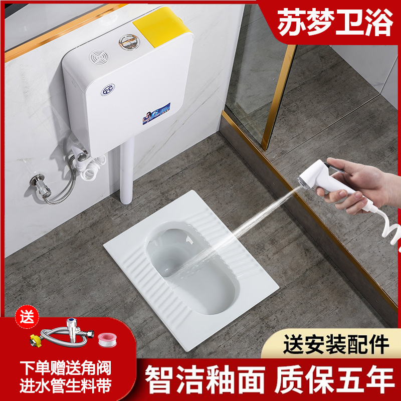 Ceramic squatting pan squatting pit type water tank complete bedpan household toilet toilet dressing room deodorant squatting toilet urinal