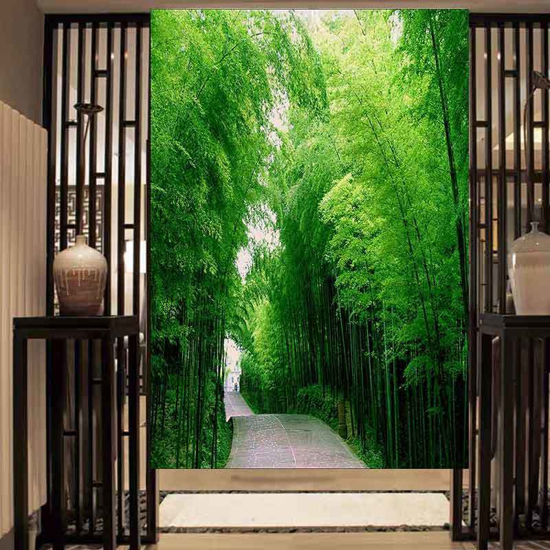 Chinese-Style Bamboo Pattern Door Curtain for Home Entrance, Bedroom Decoration, Privacy Screen, Bathroom Partition Curtain