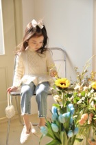 Bean a few moms children cover headsweater 2022 spring clothing new Korean version of the Korean version of the childrens round-led knit-shirt blouses