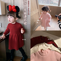 Bean a few mother baby wool dress 2020 new long high waist sweater dress girl thick winter dress