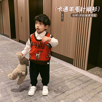 Doujia Ma cartoon print wool sweater round neck pullover hair Childrens coat thick top