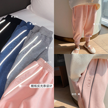 Doujia Ma embroidered knitted pants co-name boys casual pants girls pants