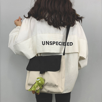 Canvas Large Bag Girl Bag 2022 new Korean version 100 hitch Inclined Satchel Girls and Girls Daily Girl Single Shoulder Bag