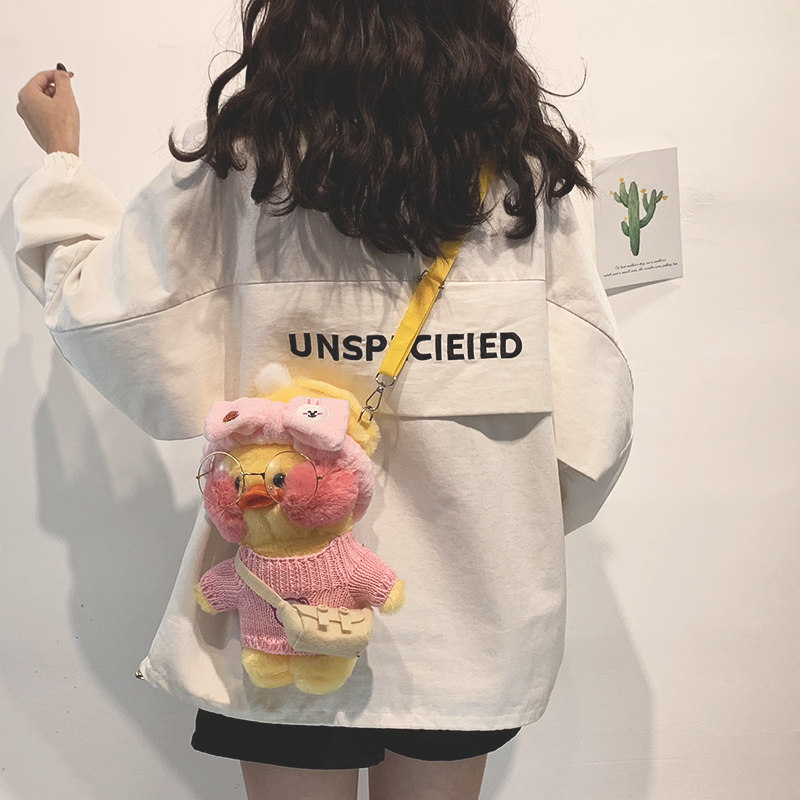 Cute ugly cute little bag girl 2022 new wave student to blame Ducks Plush Bag Han Edition 100 Hitched Satchel Bag