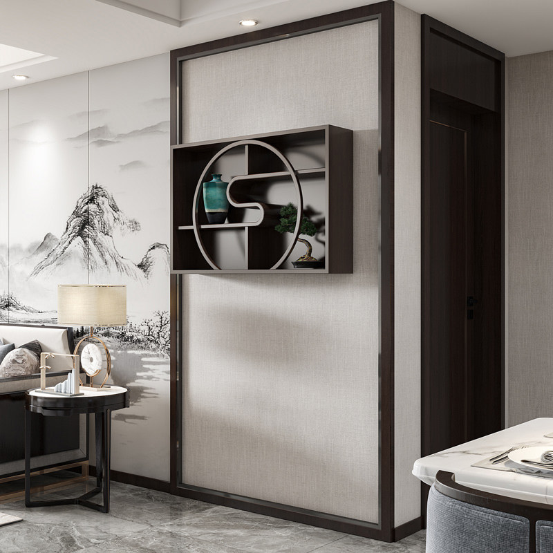 Wall shelf wall-mounted living room bookshelf wall laminate iron solid wood wall hanger decorative partition