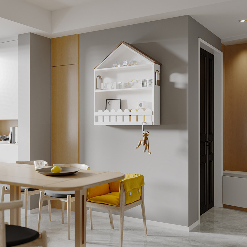 Wall shelf wall shelf wall-mounted living room bookshelf laminate iron wall hanger solid wood decorative partition