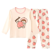 Childrens underwear set pure cotton girls autumn clothes autumn trousers pure cotton spring and autumn warm home clothes autumn new baby pajamas