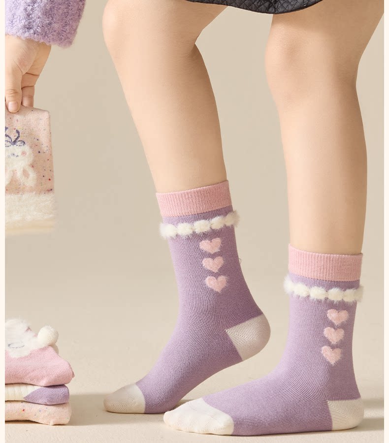 儿童袜子女童秋季女款纯棉袜女孩宝宝秋冬款高筒棉袜宝宝秋天童袜 — 17