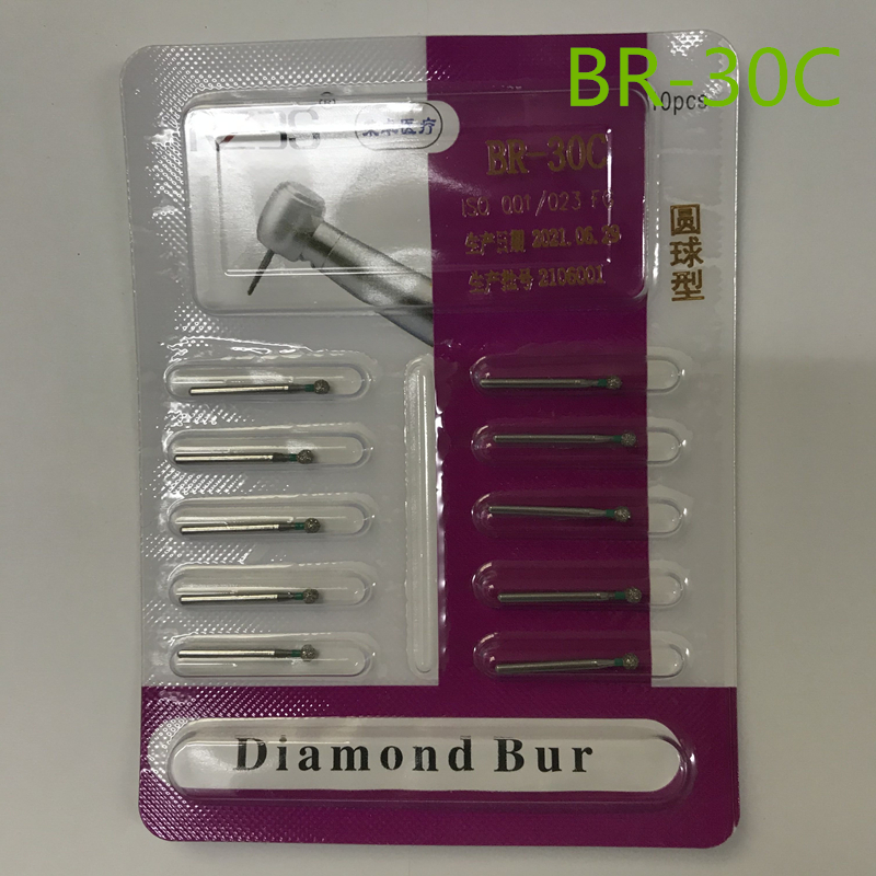 BR-30C green label large head round high-speed mobile phone needle dental needle molar tooth preparation 10 Pack 10