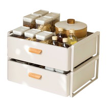 Cabinet built-in shelves kitchen supplies storage basket layered seasoning dishes pull-out storage box under the sink 2311