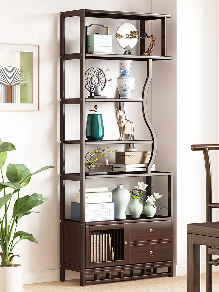 Bogu Rack Tea Set Tea Storage Rack Chinese Duobao Pavilion Purple Sand Pot Display Rack Living Room Floor-Standing Antique Display Cabinet