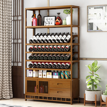 Chinese household wine cabinet bar floor wine cabinet wine wine wine display cabinet solid wood storage cabinet wine cup holder