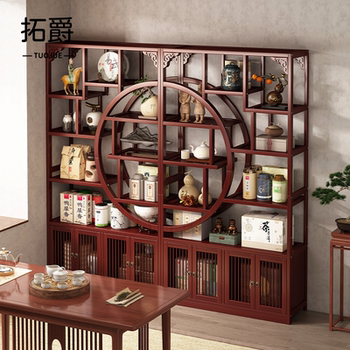 Chinese-Style Antique Display Cabinet for Tea Room, Antique Display Shelf, Partition, Multi-Purpose Shelf, Non-Solid Wood Tea Rack, Tea Storage Rack